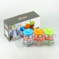 三組直身玻璃調味杯（鋼