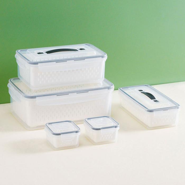 三/四/五件套手提瀝水板保鮮盒