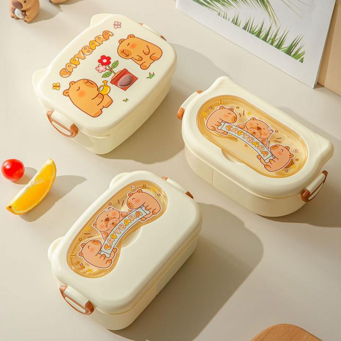魔法豚長(cháng)方形/萌鏡豚/趣照豚分格便當盒