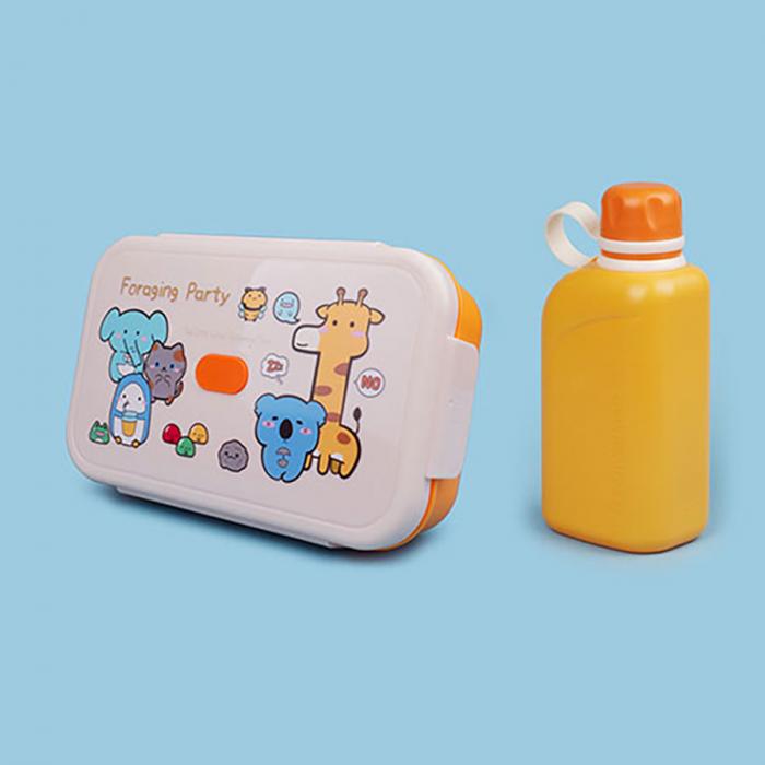 尚趣樂(lè )扣單層飯盒(1000ml)+方形運動(dòng)水壺(50