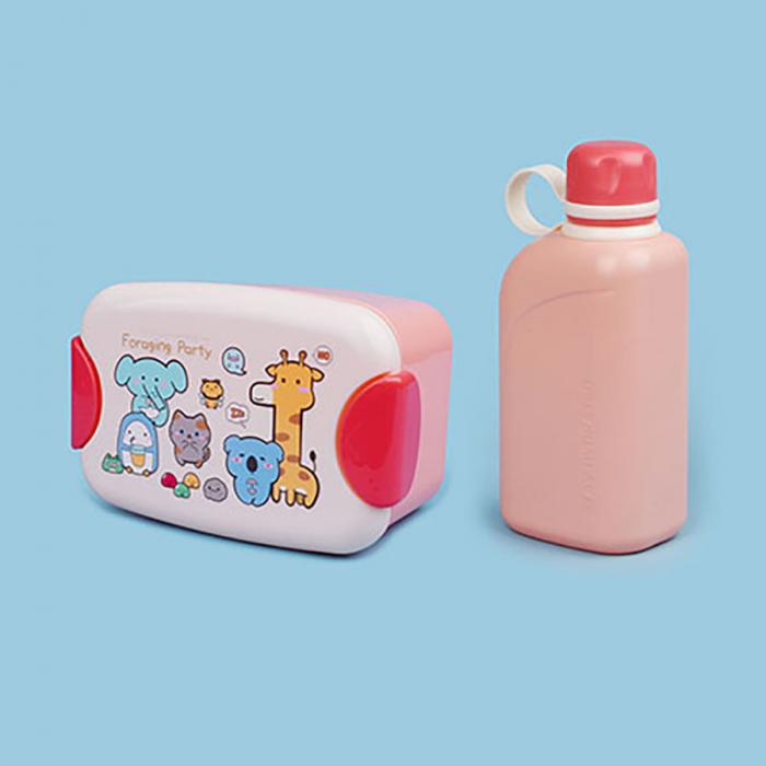尚趣迷你耳朵飯盒(900ml)+方形運動(dòng)水壺(500