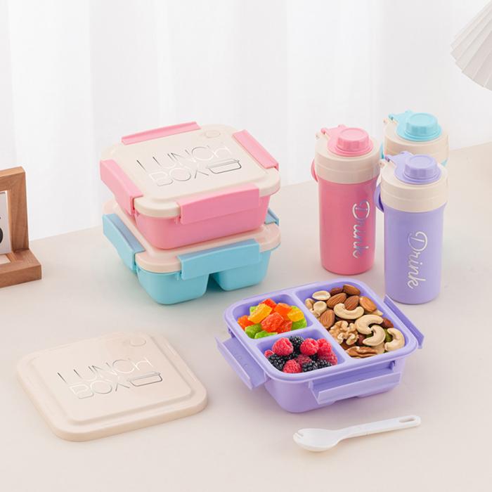 清新方形飯盒水壺套裝800ml+400ml